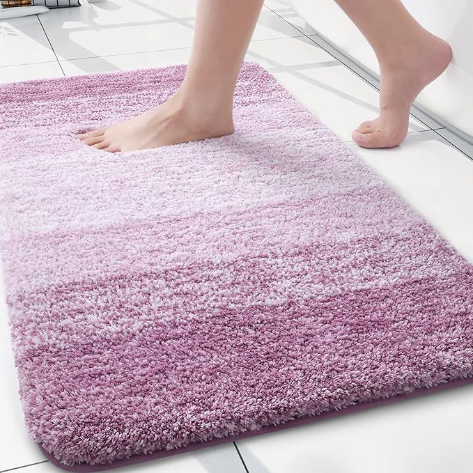 Arotive Microfiber Bathroom Rugs, Shaggy Soft and Absorbent Bath Rug, Thick Plush Machine Washable Dry Bath Mats for Bathroom, Tub and Shower, 24x16, Purple, Rectangular