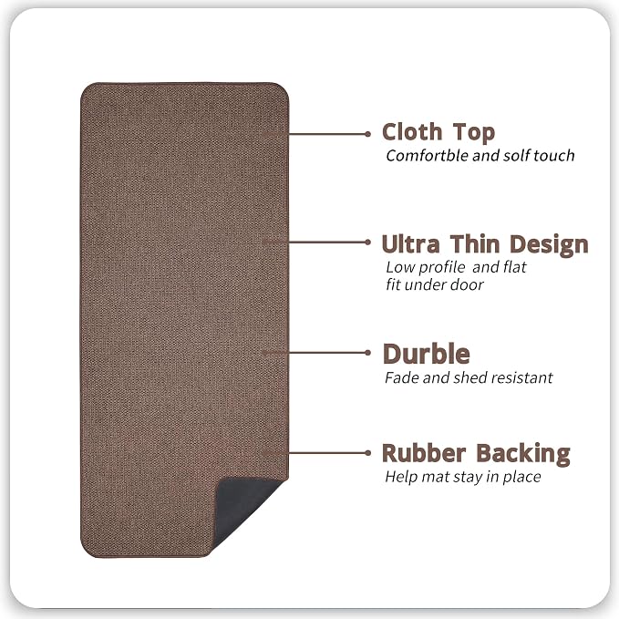 Bosap Bath Mat,Ultra Thin Bathroom Runner Rugs,Large Bath Mats for Bathroom,Quick Dry,Non-Slip,Machine Washable,Low Pile,Bath Rug,Shower Outside,Sink,Home Decor Accessories.Brown,3'x6'(36x72inch)