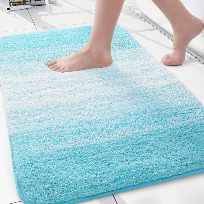 Arotive Microfiber Bathroom Rugs, Shaggy Soft and Absorbent Bath Rug, Thick Plush Machine Washable Dry Bath Mats for Bathroom, Tub and Shower, 30x20, Sky Blue, Rectangular