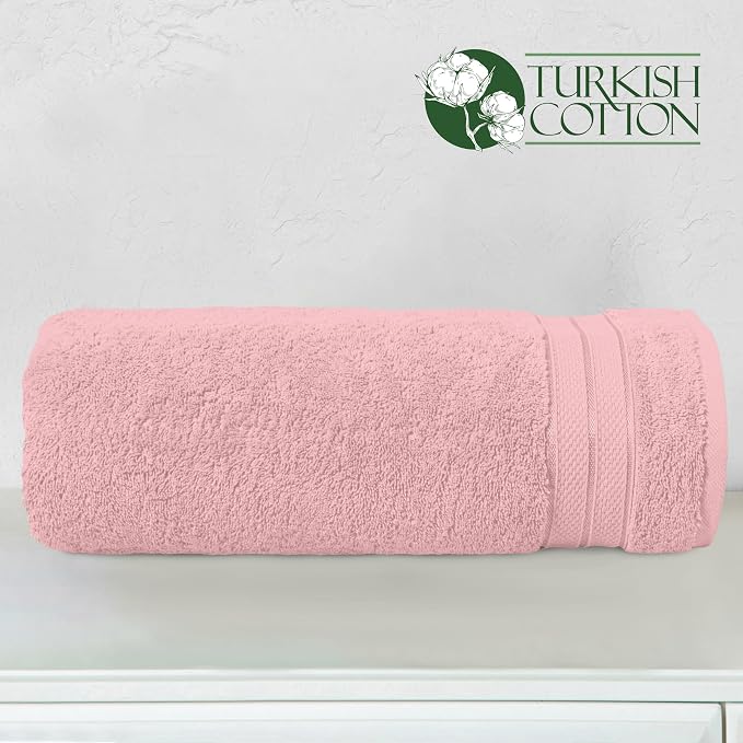 Elegant Comfort Three Line Popcorn Towel Set for Bathroom 35 x 70 inches, Premium Hotel Quality 1-Pack Jumbo Towels, 100% Turkish Cotton, Soft and Durable, Quick Dry and Highly Absorbent, Dusty Pink