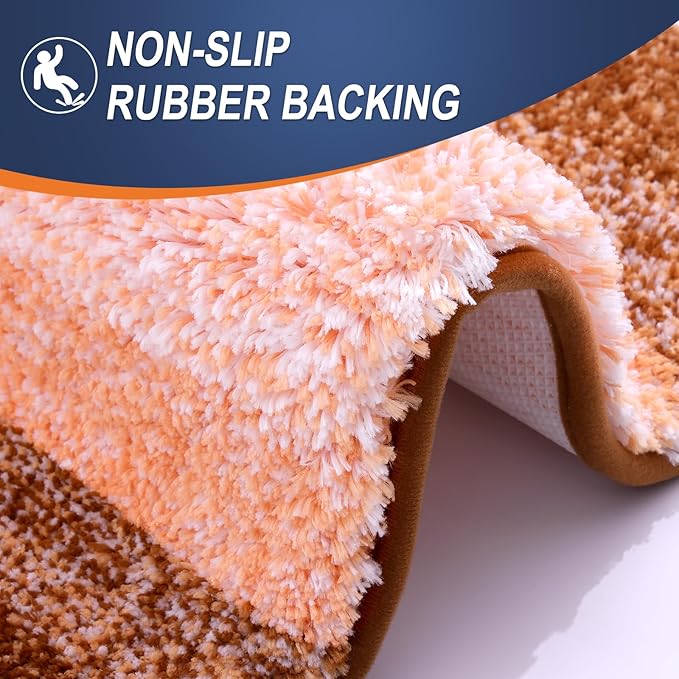OLANLY Bathroom Rugs Mat 34x21, Extra Soft Absorbent Microfiber Bath Rugs, Rubber Backing, Quick Dry, Machine Washable Bath Mats for Bathroom Floor, Tub and Shower, Home Decor Accessories, Orange