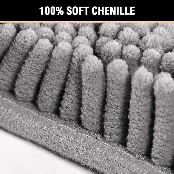 H.VERSAILTEX Microfiber Bath Rugs Chenille Floor Mat Ultra Soft Washable Bathroom Dry Fast Water Absorbent Bedroom Area Rugs Grey, 20 inches by 32 inches