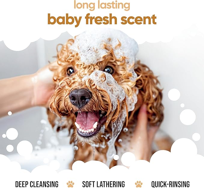 Oatmeal Dog Shampoo for Smelly Dogs (33.8oz) - Hypoallergenic & Itch Relief Formula, Gentle on Sensitive Skin, Includes Dog Shampoo and Conditioner - Essential Dog Grooming Supplies