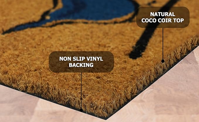 Croft&Cane Welcome Birds Coir Doormat – Non Slip Natural Coco Coir Door Mat - Low Profile Vinyl Backed Front Doormat - Indoor Outdoor Entryway Rug - 17 x 30 Inches