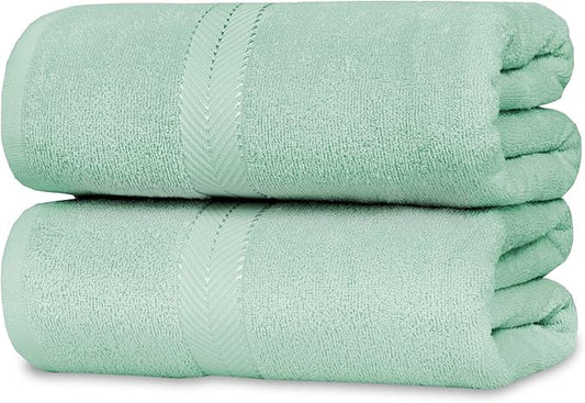 Casa Lino Bath Sheets Set Extra Large - 100% Cotton Extra Large Bath Towels - Highly Absorbent & Quick Dry Oversized Towels for Adults - 36"x72" - Pack of 2 - (Light Sage Green)