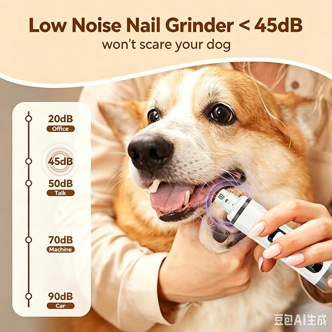 Dog Nail Grinder Quiet- 3-Speed Dog & Cat Nail Grinder with LED Light & Battery Display & Upgrade Grinding Head - Painless Nail Trimmer Dogs, Thick Nails, and Sensitive Paws | Dog Nail Grinder Quiet- 3-Speed、LED Light & Battery Display 、Upgrade Grindin...