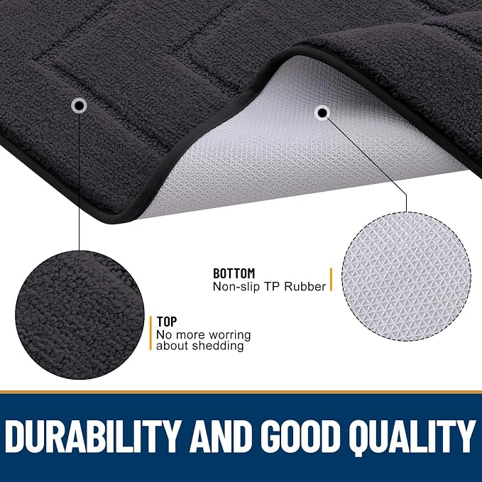 Smiry Dog Door Mat for Muddy Paws, Absorbs Moisture and Dirt, Low-Profile Entryway Mat with Non-Slip Backing, Entry Indoor Outdoor Doormat for Inside Floor (36x24 Inches, Dark Grey, Bordered)