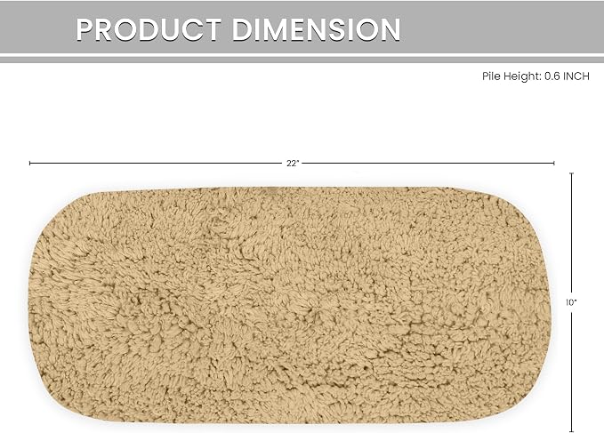 Home Weavers Allure Collection Cotton Toilet Tank Lid Rug for Bathroom, Soft Absorbent, Machine Washable Toilet Tank Top Rug, 10"x22" Linen
