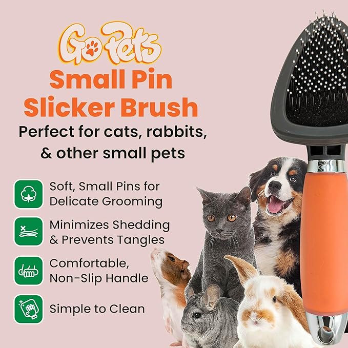 GoPets Dematting & Deshedding Brush Bundle, Double-Sided Grooming Tool, Small Pin Slicker Brush for Dogs & Cats, Undercoat Rake, Mat Remover, Hair Detangler, Tangle Control, Sensitive Pet Grooming