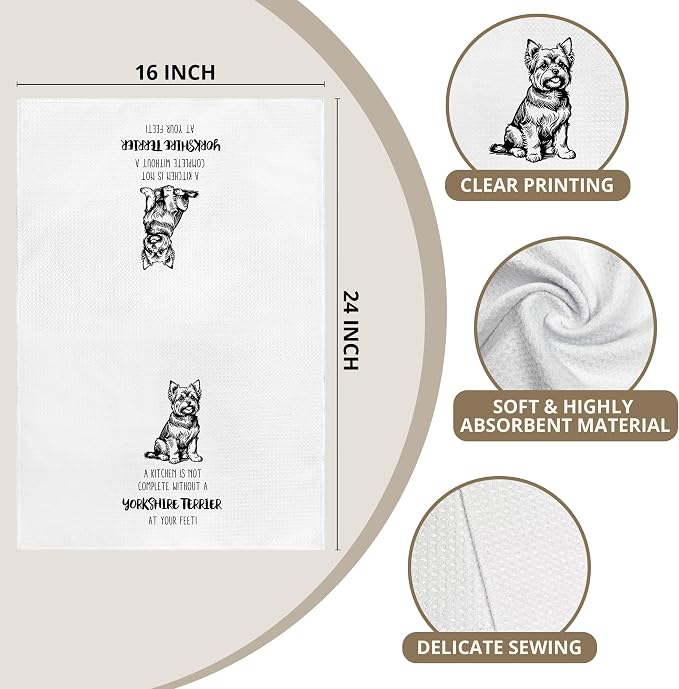 Funny Yorkshire Terrier Dog Kitchen Towels Set of 2 Decor Gifts for Women Dog Lovers Owners Mom, Cute Every Sanck You Make Decorative Kitchen Dish Hand Tea Towels for Bathroom 16x24 Inch
