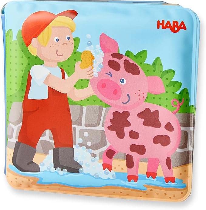 HABA Animal Wash Day - Magic Bath Book - Wipe with Warm Water and the Muddy Pages Come Clean