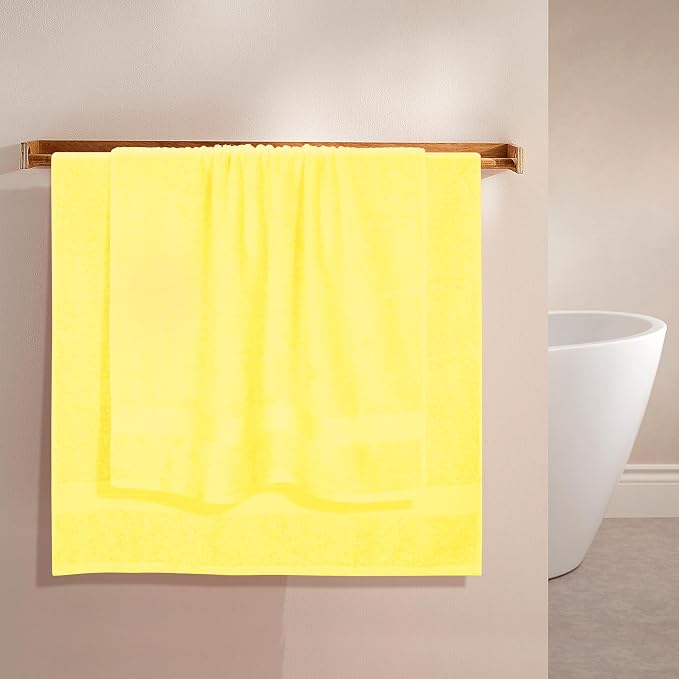 BOUTIQUO Cotton 2 Pack Oversized Bath Towel Set, Large Bath Towels 27x54, Ultra Soft, Absorbent, Compact, Quick Drying and Lightweight, Eco-Friendly and 100% Recyclable Towel Set - Lime Yellow