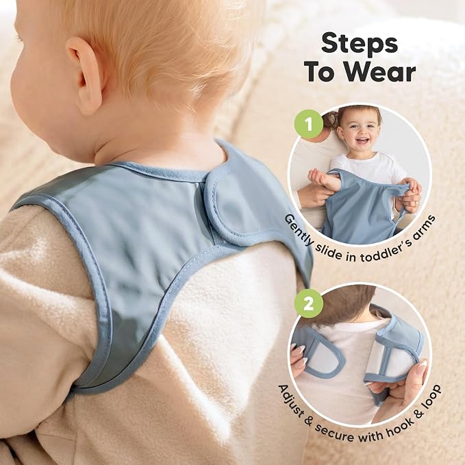 KeaBabies Waterproof Bibs for Baby Girl,Boy – 2-Pack Lightweight, Large Baby Bibs for Eating, Wearable Food Catcher, 6-12 Months Infant Feeding Essentials, Smock for Toddlers 1-3, Kids (Slate)