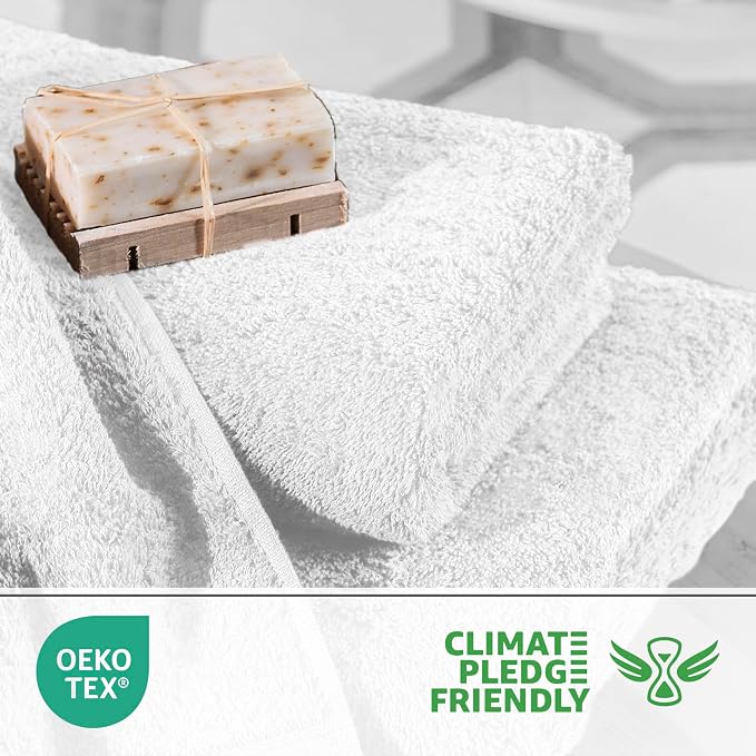Martex Easy Living Everyday 6-Piece Bathroom Towel Set, White | 2 Bath Towels, 2 Hand Towels, 2 Wash Cloths, 100% Cotton, Soft, Quick-Dry
