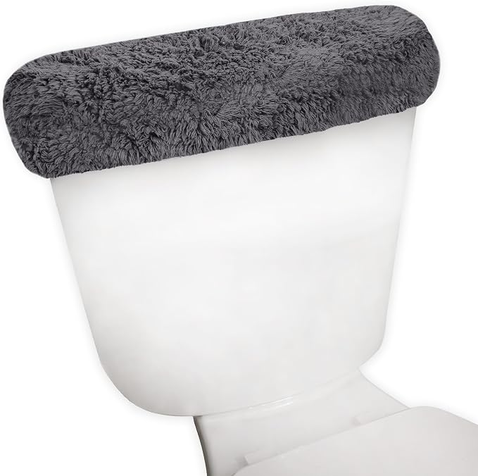 Home Weavers Allure Collection Cotton Toilet Tank Lid Rug for Bathroom, Soft Absorbent, Machine Washable Toilet Tank Top Rug, 10"x22" Dark Gray