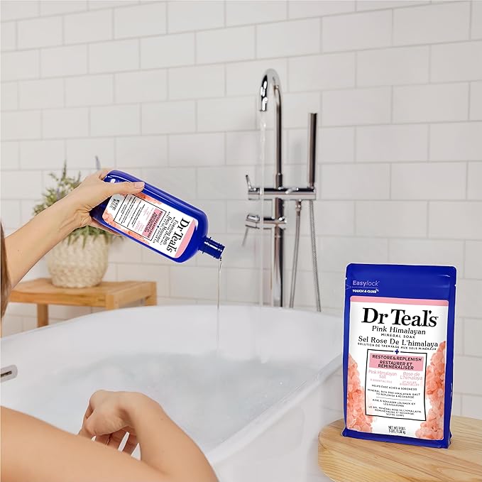 Dr Teal's Epsom Salt Magnesium Soak, Restore & Replenish with Pink Himalayan Salt, 3 lbs