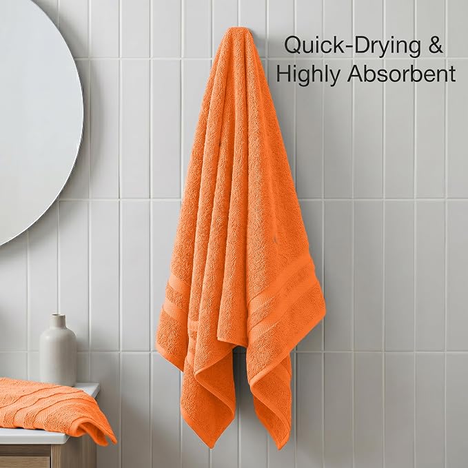 RIVERSIDE Pack of 2 Extra Large Bath Sheets 35 x 70 Inches, 100% Ring Spun Cotton, Hotel Quality, Oversized Bath Towels, Super Soft, Highly Absorbent & Quicker to Dry, Orange