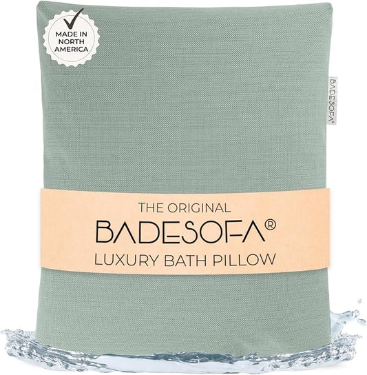 BADESOFA® Luxury Bathtub Pillow L - Large Bath Pillow for Therapeutic Neck and Back Support Quick-Drying - Washable Full Body Bath Tub Cushion - Luxury Spa Cushion in Green