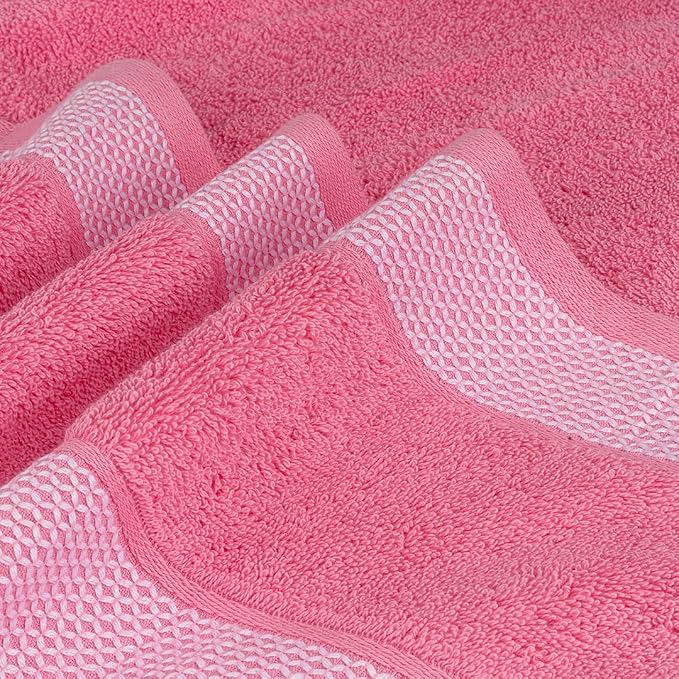 CASA COPENHAGEN Solitaire 6Pcs 100% Egyptian Cotton Large Designer Towels Gift Set- Purple Rose - Pink, 600GSM, 2Bath 2Hand 2Washcloths, Bath Towels for Bathroom Set for Women & Men