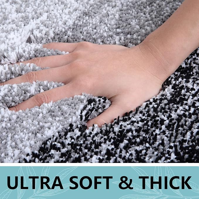 Arotive Microfiber Bathroom Rugs, Shaggy Soft and Absorbent Bath Rug, Thick Plush Machine Washable Dry Bath Mats for Bathroom, Tub and Shower, 30x20, Black, Rectangular