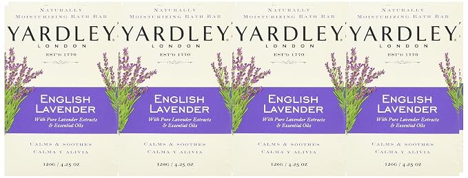 Yardley London English Lavender with Essential Oils Soap Bar, 4.25 oz Bar (Pack of 8)