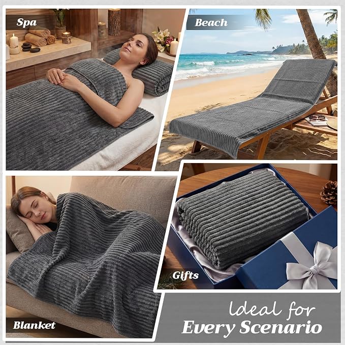 4 Pcs Extra Large Bath Sheets Set 35 x 70'' Oversized Microfiber Bath Towels for Adult Soft Absorbent Blanket with Hanging Loop for Pool Body Shower Gym Beach Spa(Gray)