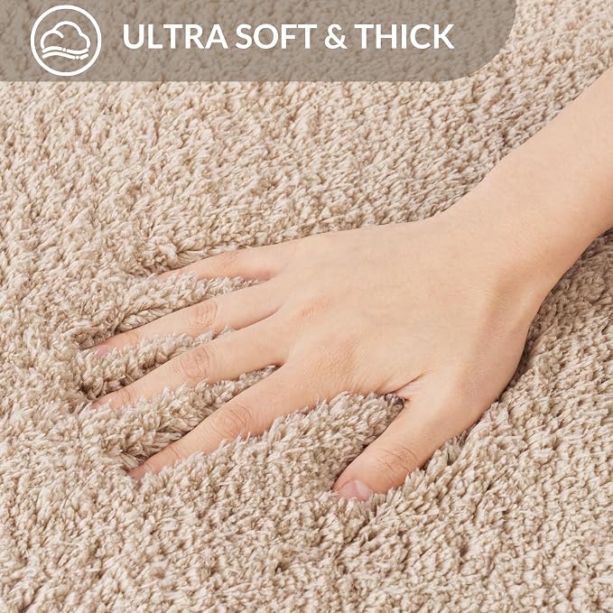 Exclusivo Mezcla Toilet Rugs U-Shaped 20x24, Extra Soft Non Slip Absorbent Microfiber Bath Rugs, Machine Washable Quick Dry Bath Mats for Toilet, Solid Camel
