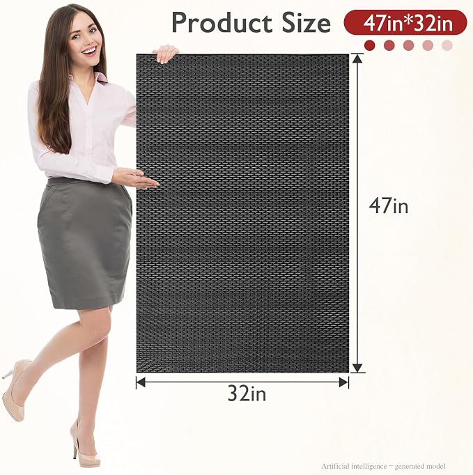 Extra Large Non-Slip Shower Mat, Fast-Dry PVC Bath Stall & Tub Mat, Drain-Hole Design,for Shower Stall Tub for Elderly/Kids，Non Slip Bathroom Safety Accessory，Black 32"x47"