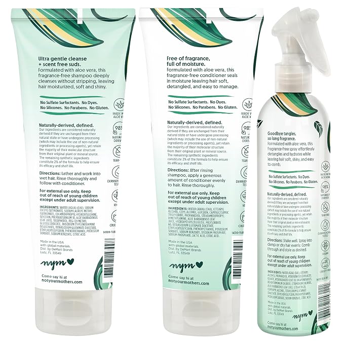 Not Your Mother's Kids Daily Care Bundle - Fragrance Free Shampoo, Conditioner, and Detangler (3-Pack) - Scent Free Hair Products for Kids