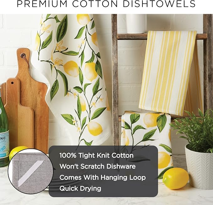 DII Everyday Pets Kitchen Collection Absorbent Dishtowel Set, 18x28, Dog Person, 3 Count
