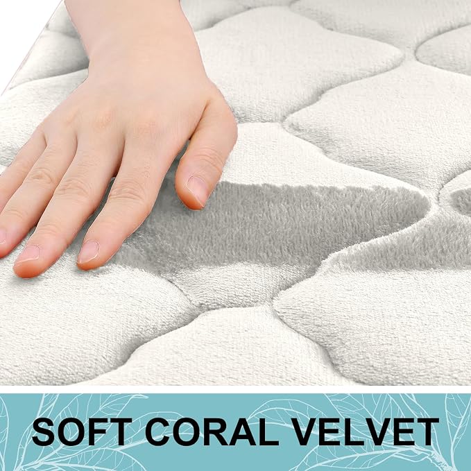 OLANLY Memory Foam Bath Mat Rug 44x24, Ultra Soft and Absorbent Bathroom Rugs, Non-Slip, Comfortable, Machine Washable Bath Carpet for Bathroom Floor, Tub, Shower and Home Decor Accessories, Cream