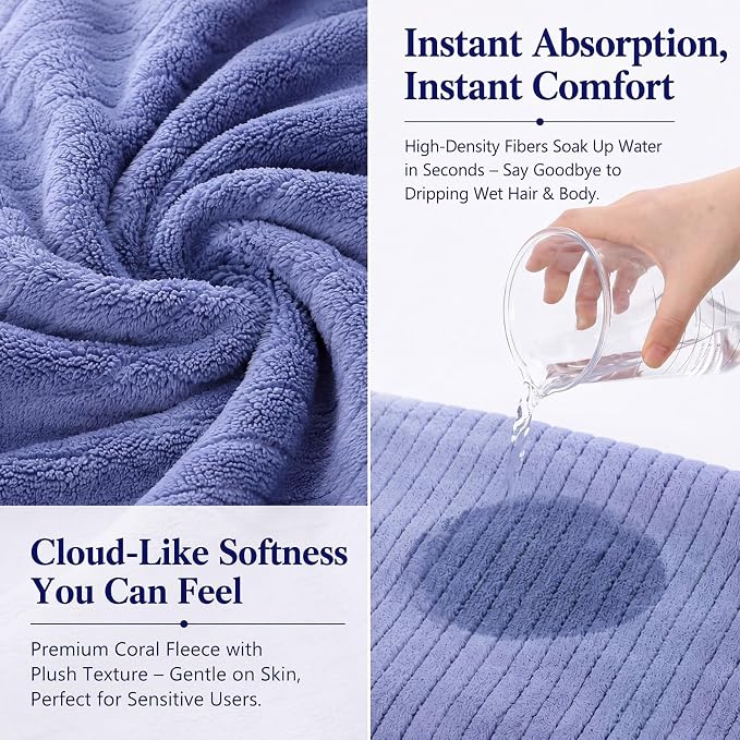4 Pcs Extra Large Bath Towel Set 35"x70" Oversized Microfiber Bath Sheet Soft Quick Dry Absorbent Towel Gray Brown Green Coral Fleece Bathroom Sheet for Adult Beach Pool Spa Body