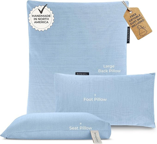 BADESOFA® Luxury Bath Pillows for Tub Full Body Set - 3-Piece Bath Pillow Set with Premium Materials & CleanDry+ - Bathtub Pillows for Head and Neck Support - Tub Pillow for Bathtub in Blue