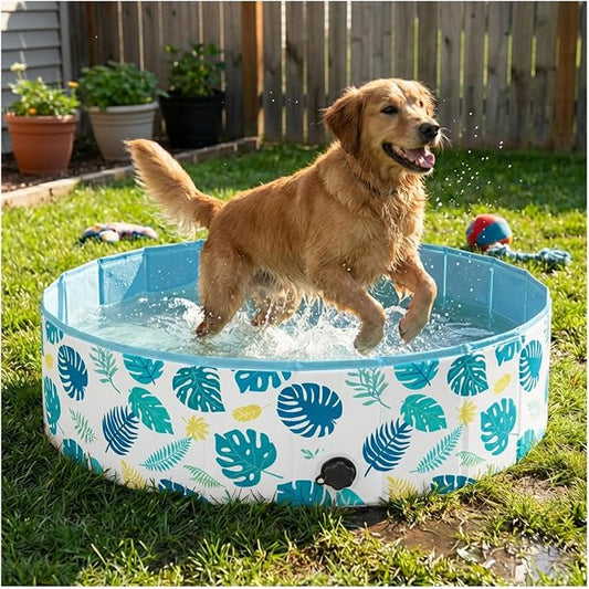 furrybaby Dog Pool for Large Dogs, Foldable Hard Plastic Pet Swimming Pool, Heavy Duty 0.5mm PVC with Non-Slip Bottom, Portable Kiddie Pool for Dogs, Pet Bath Tub for Backyard Summer, GR 47“