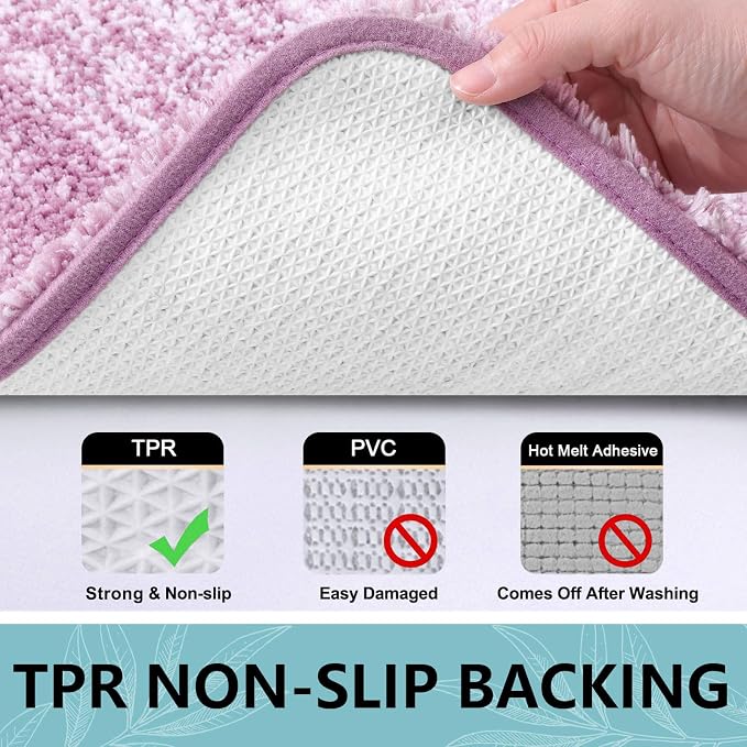 Arotive Microfiber Bathroom Rugs, Shaggy Soft and Absorbent Bath Rug, Thick Plush Machine Washable Dry Bath Mats for Bathroom, Tub and Shower, 24x16, Purple, Rectangular