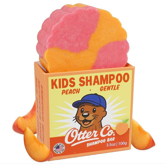 Otter co. Kids Gentle Peach Shampoo Bar – Tear Free Shampoo – Sulfate Free & Non Toxic – Made with Organic Ingredients – Vegan, Cruelty Free, Natural & Hydrating for All Hair, Made in USA