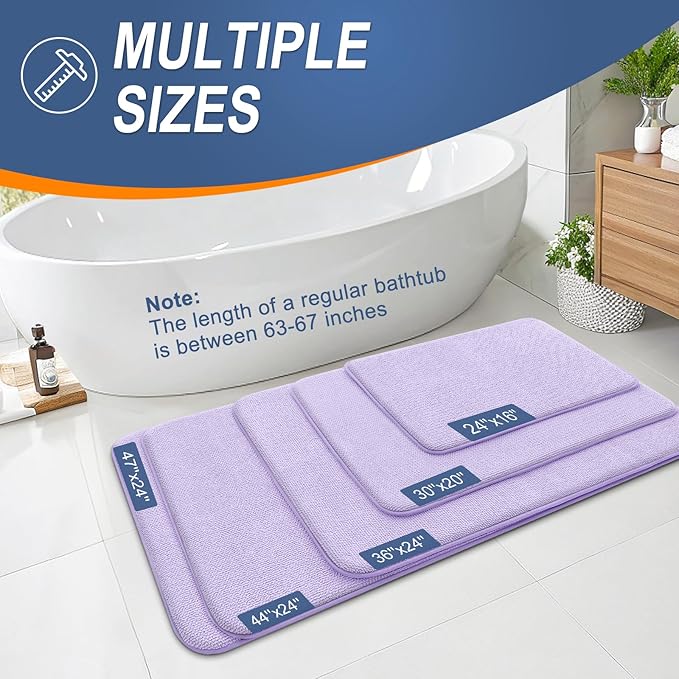 OLANLY Thick Memory Foam Bathroom Runner Rugs 47x20, Extra Soft Absorbent Long Bath Rug, Quick Dry, Non-Slip, Machine Washable Bath Mats for Bathroom, Tub and Shower, Home Decor Accessories, Lavender