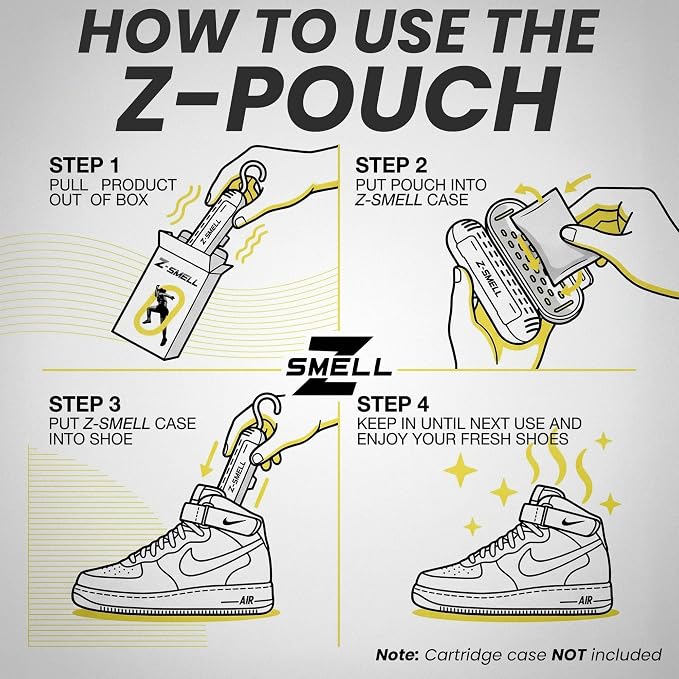 Z-Pouch 3Pk & 2 Z-Cases Starter Set - Natural Mineral + Microorganism Odor Eliminator Pouch with Protective Hanging Case - for Shoes, Gym Bag, Locker, Closet, Car, Pet Areas