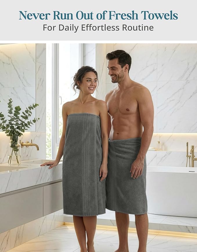 Casa Platino 100% Cotton Bath Towels Set of 4 (30"x60") - Ring Spun Mercerized Cotton Bathroom Towel Sets - Quick Dry, Soft & Absorbent Grey Towels Set - Pre Shrunk, Fade Resistant - Ultimate Grey