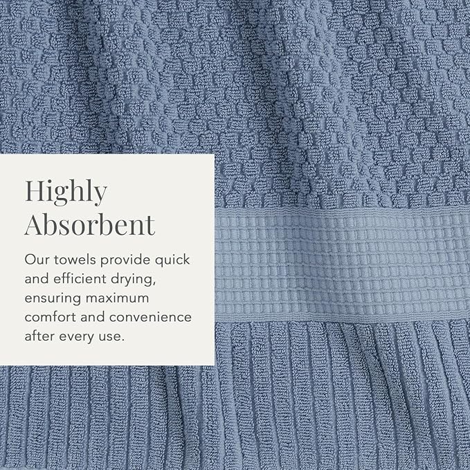 NY Loft 100% Cotton 6-Pack Hand Towel Set | Flint | Oeko-TEX | Quick-Dry | Six 16" x 28" Hand Towels | Super Absorbent | Designer-Styled Texture