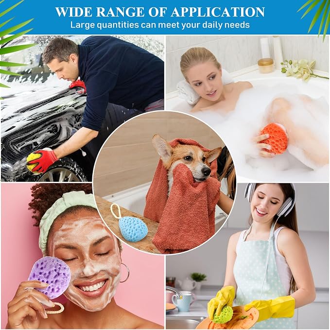 FoldTier 6 Pcs Bath Sponge Deep Cleansing Body Loofah Gentle and Deep Exfoliating Body Scrubber Bath Accessories Men Women Baby Sponge for Bathing Shower (Bright Color)