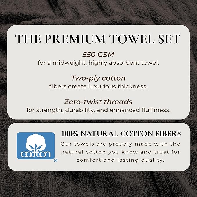 Great Bay Home Bath Towel Set - 100% Cotton 6 Piece Towel Set - Absorbent & Quick-Dry Towels for Bathroom (Midnight Grey)