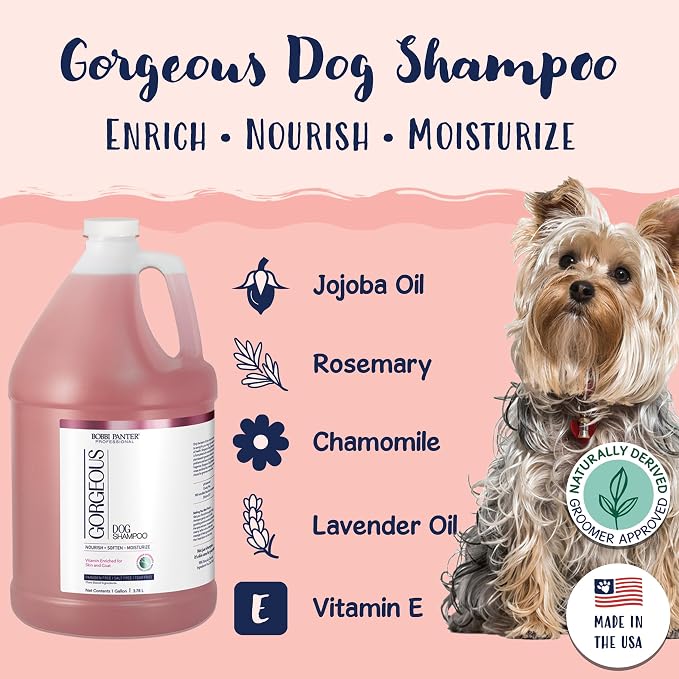 Bobbi Panter Whitening Dog Shampoo Aloe Vera, Chamomile, Jojoba & Lavender – Brightening Natural Formula for All Coats, Enhances Shine & Softness, Tear-Free, 20:1 Concentrate, 1 Gallon (Case of 4)
