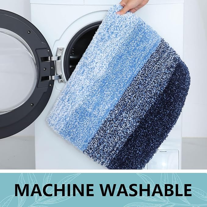 Arotive Microfiber Bathroom Rugs, Shaggy Soft and Absorbent Bath Rug, Thick Plush Machine Washable Dry Bath Mats for Bathroom, Tub and Shower, 34x21, Blue, Rectangular