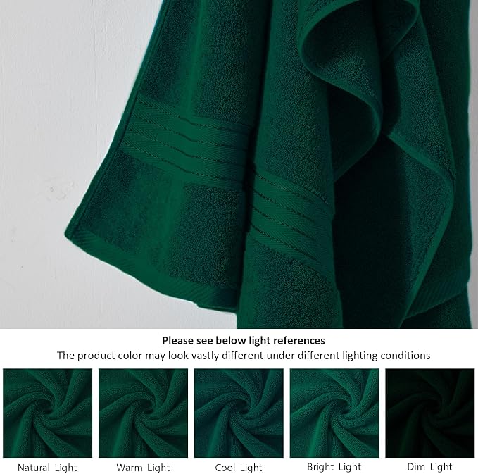 COZYART Dark Green Towels Set for Bathroom 3Pcs, Turkish Cotton Bath Towels Sets for Bathroom Soft Highly Absorbent 650 GSM with 1 Bath Towel, 1 Hand Towel, 1 Washclothe
