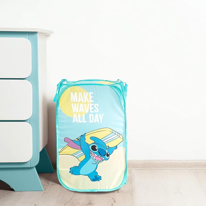 Jay Franco Disney Lilo and Stitch Kids Collapsible Pop Up Laundry Hamper | Mesh Basket with Durable Handles, Folds Flat for Storage, Lightweight for Bedroom or Nursery, Officially Licensed