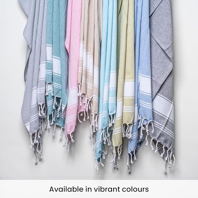 Salt Earth Cotton Turkish Beach Towel (Set of 4, 36"x72") - Soft, Quick Dry, Sand Resistant, Absorbent Towels for Bathroom, Home, Travel, Pool, Spa, Bath, Swim - Beach Towels Oversized (Sky Blue)