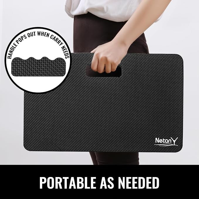 NETANY 2 Pack Extra Thick Kneeling Pad for Gardening, Comfortable Knee Pad Cushion, Extra Large Foam Kneeler Mat for Gardening, Baby Bath, Workout, Exercise & Yoga, Mechanic, 17.8 x 11 x 1.5 in, Black