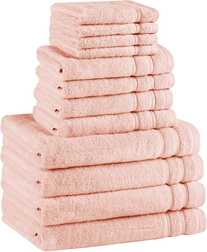 Comfort Spaces 12 Pc Towel Set, 100% Cotton Zero Twist, Blush | Zero Twist Cotton, Quick Dry Ultra Soft, 4 Bath 4 Hand 4 Washcloth, Lightweight Absorbent for Everyday Bathroom Use
