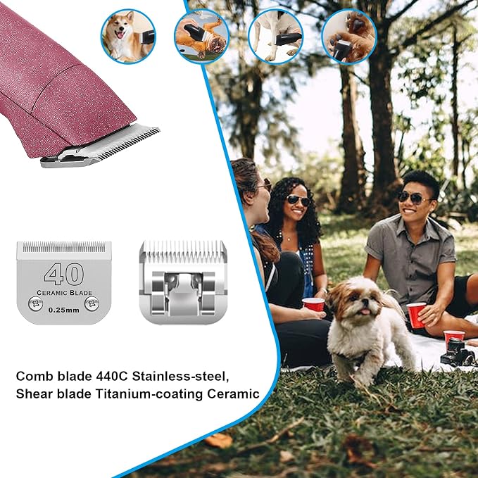 40# Dog Grooming Ceramic Blades,Compatible with Andis,Oster A5,Wahl KM10 | Size 40# Detachable Blade 1/100-Inch 0.25MM Cut Length,3 Pack